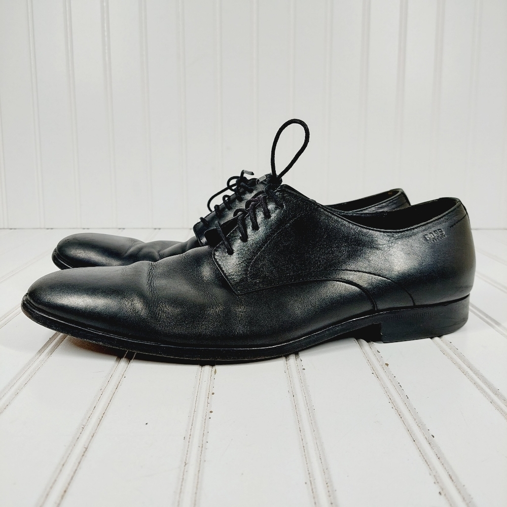 Hugo Boss  Black Mitano Leather Lace Up Dress Business Casual Derby Shoes C629
